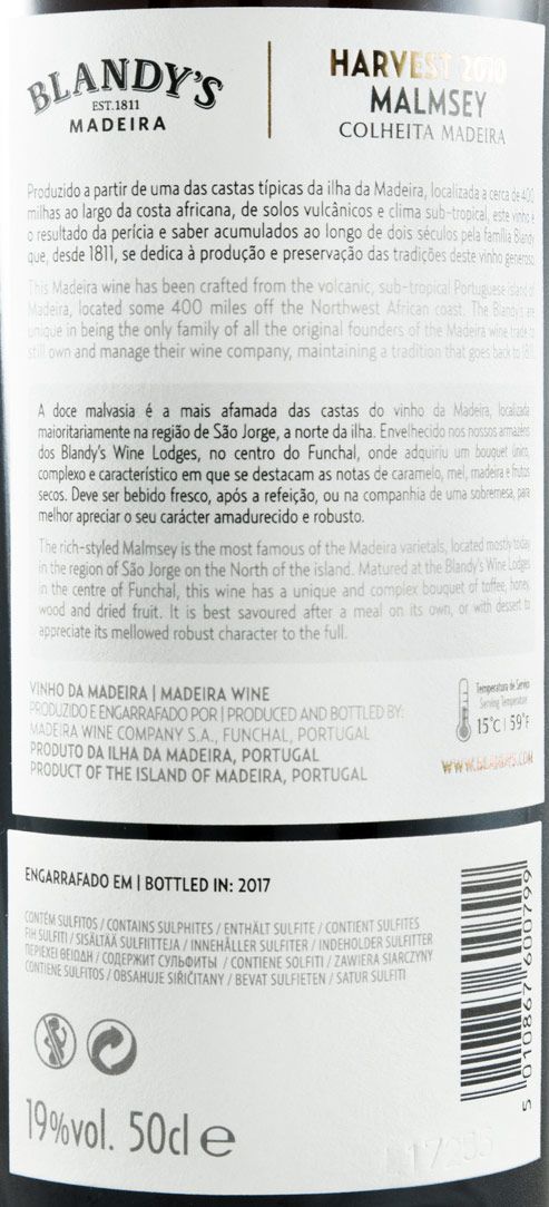 2010 Madeira Blandy's Malmsey Colheita 50cl