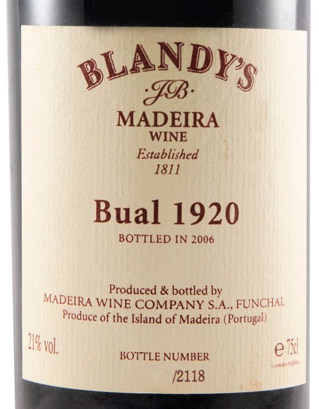 1920 Madeira Blandy's Bual