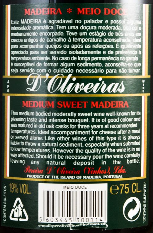 Madeira D'Oliveiras Meio Doce 3 anos