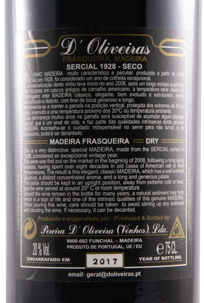 1928 Madeira D'Oliveiras Sercial