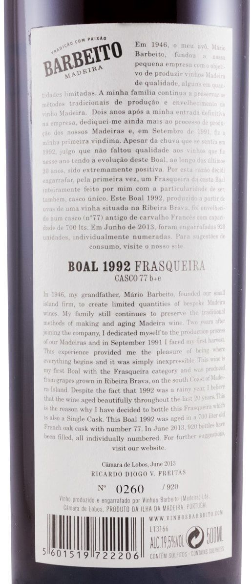 1992 Madeira Barbeito Boal Frasqueira 50cl