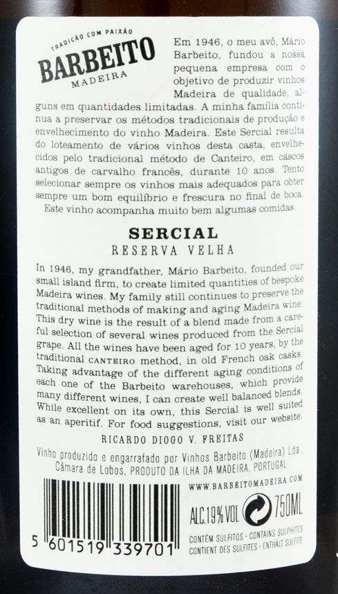 Madeira Barbeito Sercial 10 anos