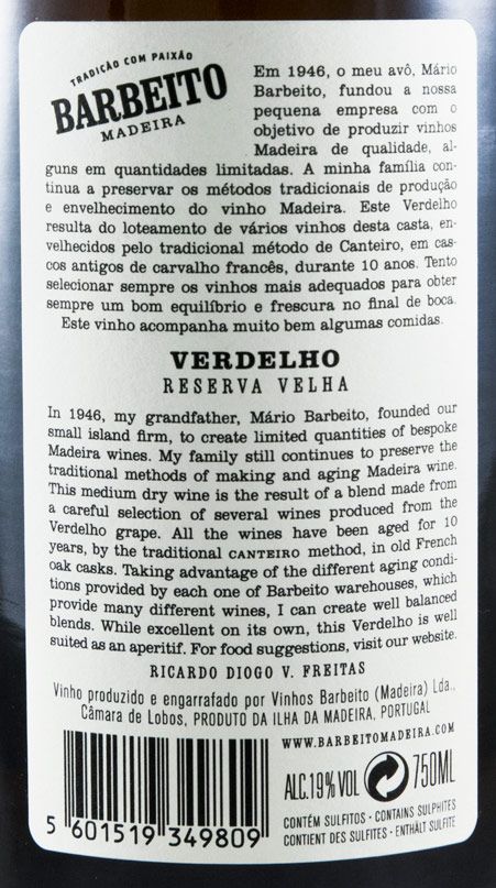 Madeira Barbeito Verdelho 10 anos