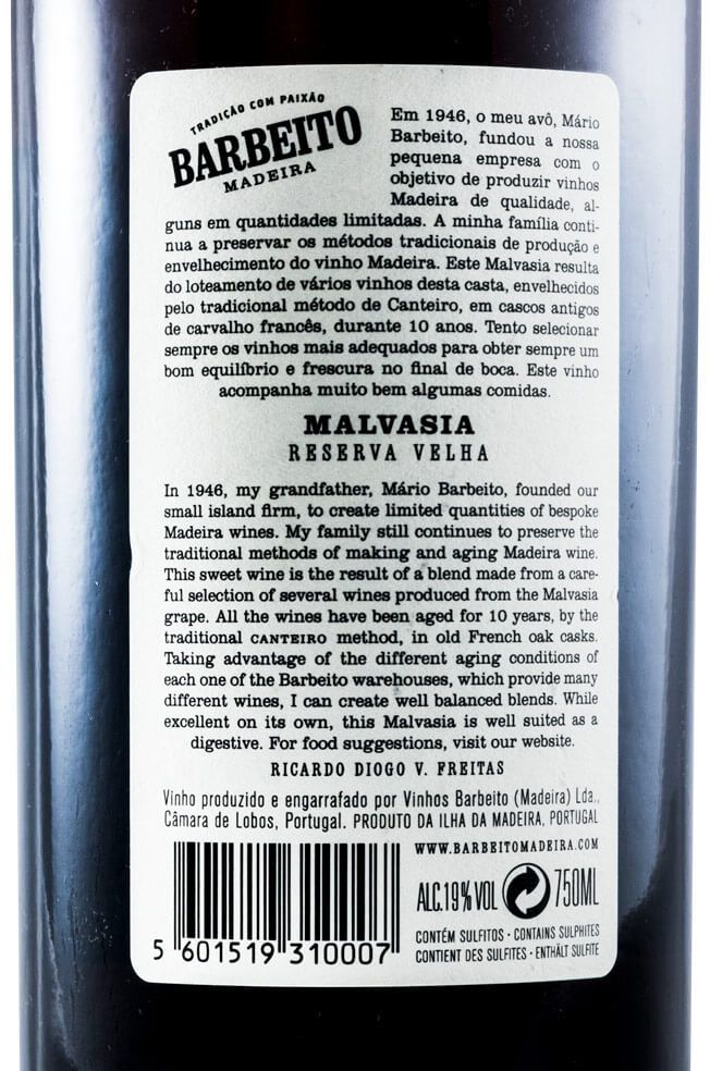 Madeira Barbeito Malvasia 10 anos