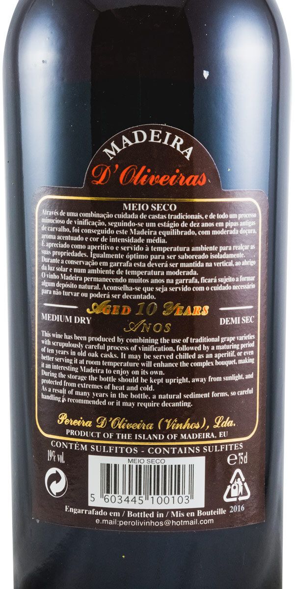 Madeira D'Oliveiras Meio Seco 10 years