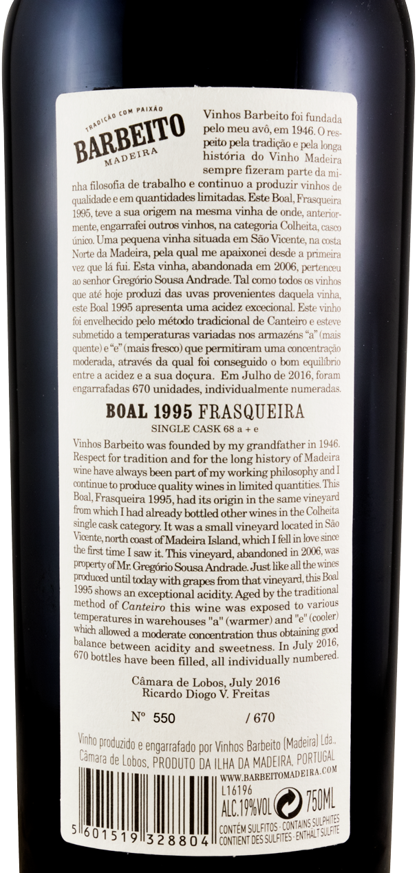1995 Madeira Barbeito Boal Frasqueira