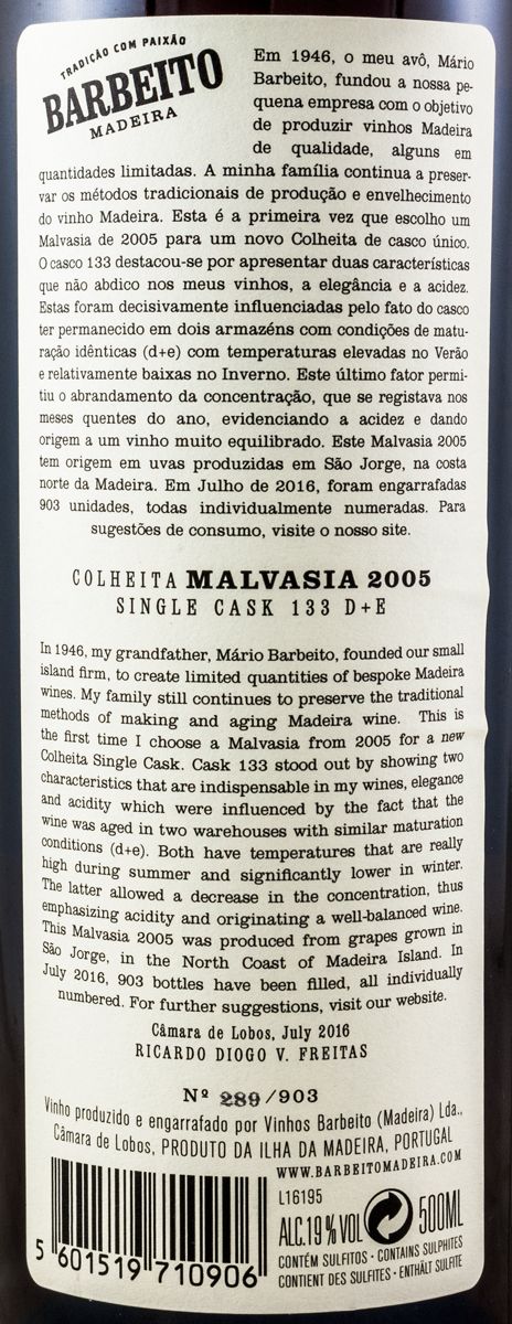 2005 Madeira Barbeito Malvasia Colheita 50cl