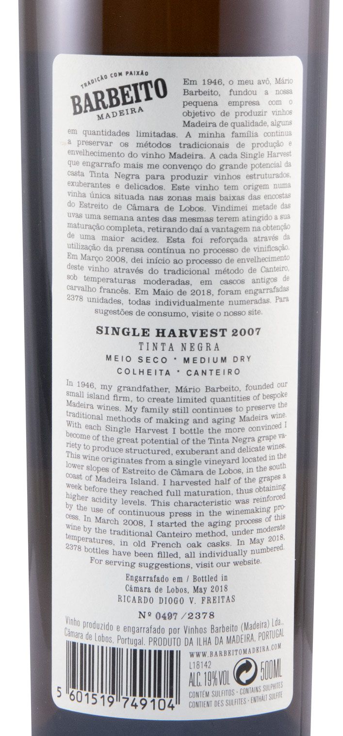 2007 Madeira Barbeito Tinta Negra Colheita 50cl