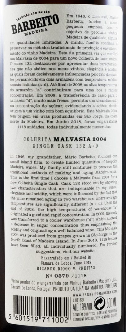 2004 Madeira Barbeito Malvasia Colheita 50cl