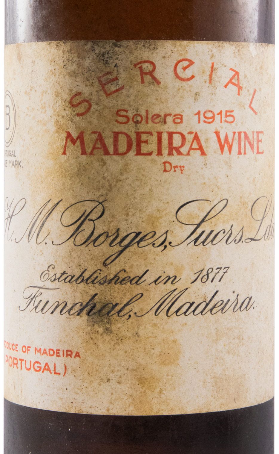 1915 Madeira H. M. Borges Sercial (wicker bottleneck)