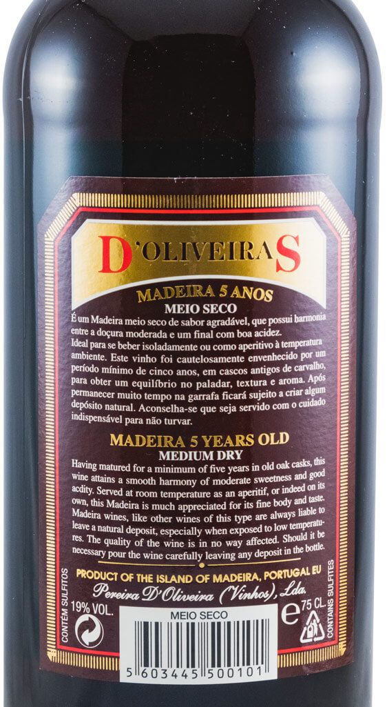 Madeira D'Oliveiras Meio Seco 5 years