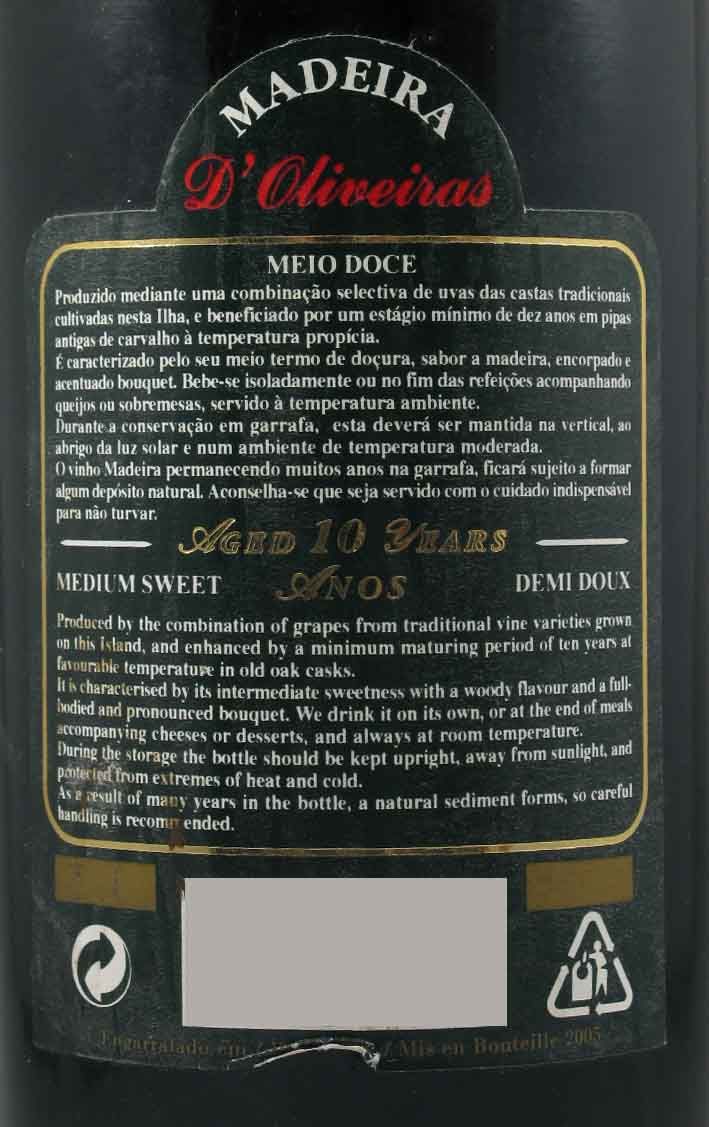 Madeira D'Oliveiras Medium Rich10 years