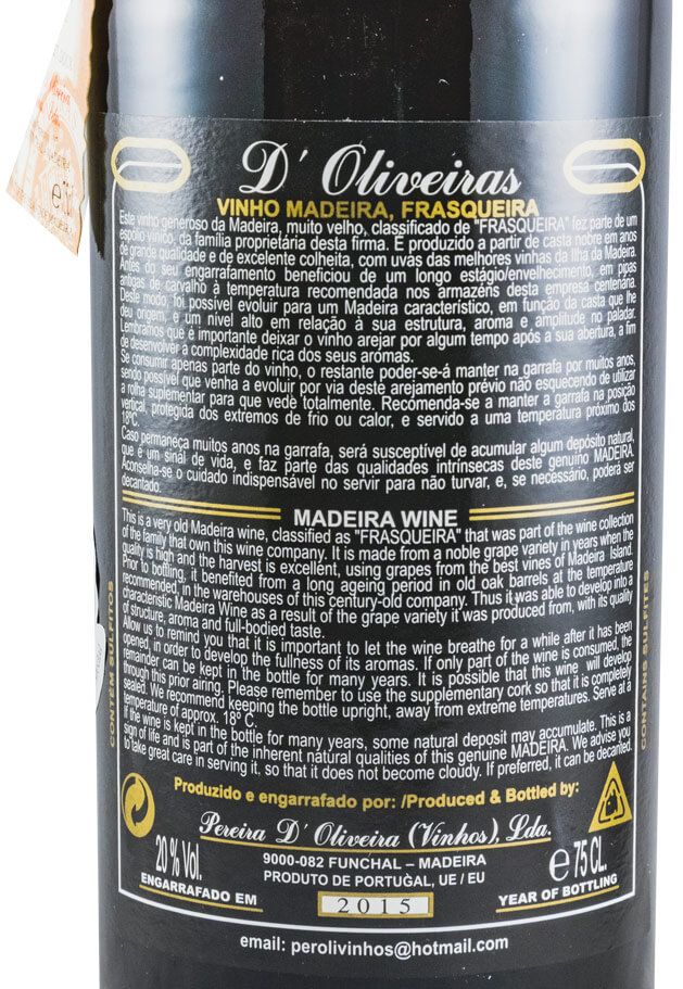 1989 Madeira D'Oliveiras Malvasia