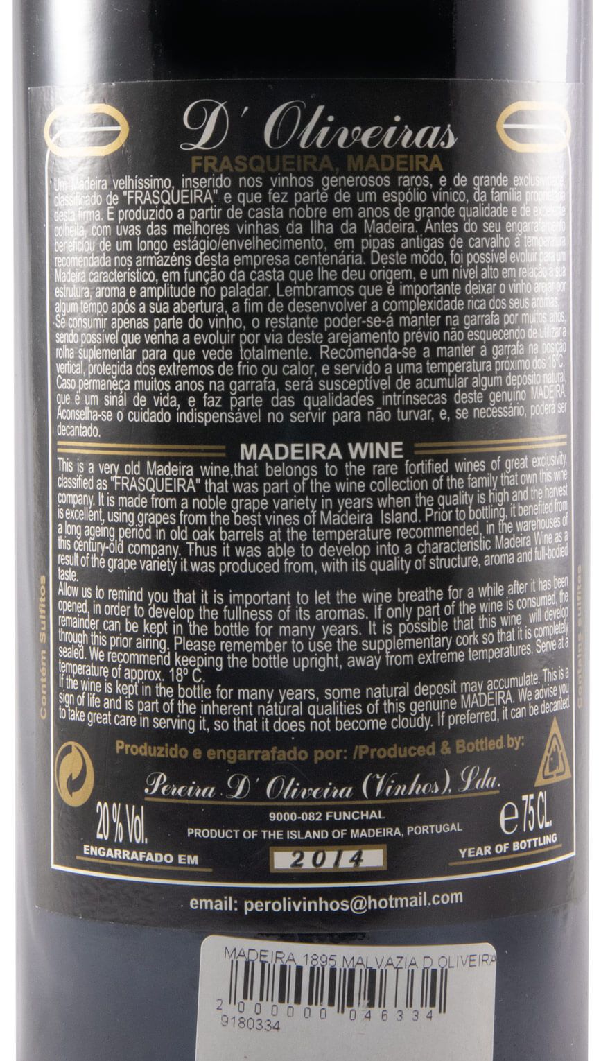 1895 Madeira D'Oliveiras Malvazia