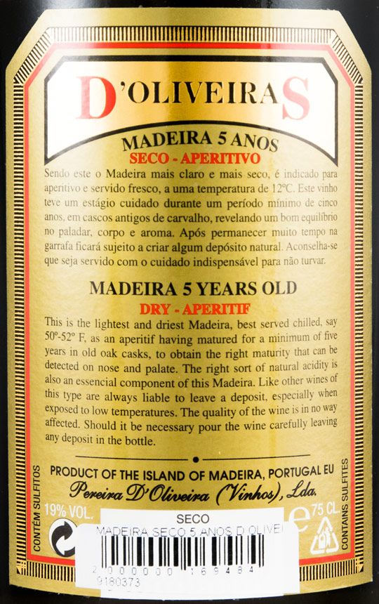 Madeira D'Oliveiras Seco 5 years