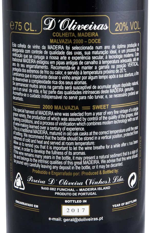 2000 Madeira D'Oliveiras Malvasia