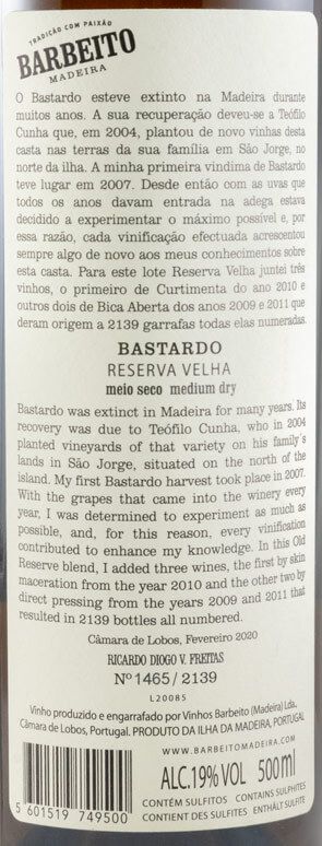Madeira Barbeito Três Pipas Bastardo Reserva 50cl