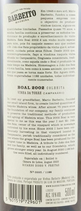 2002 Madeira Barbeito Vinha da Torre Boal Colheita 50cl