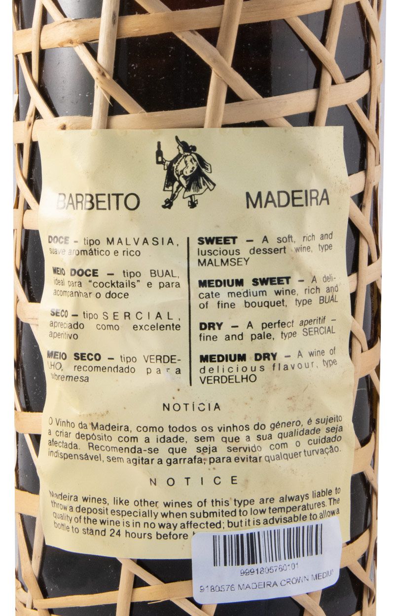 Madeira Barbeito Crown Medium Dry (garrafa empalhada)