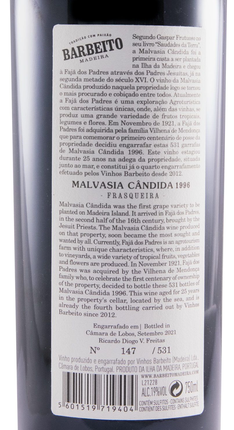 1996 Madeira Barbeito Malvasia-Cândida Frasqueira