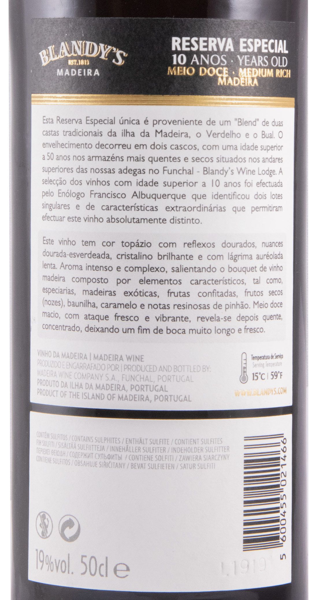 Madeira Blandy's Reserva Especial Meio Doce 10 anos 50cl