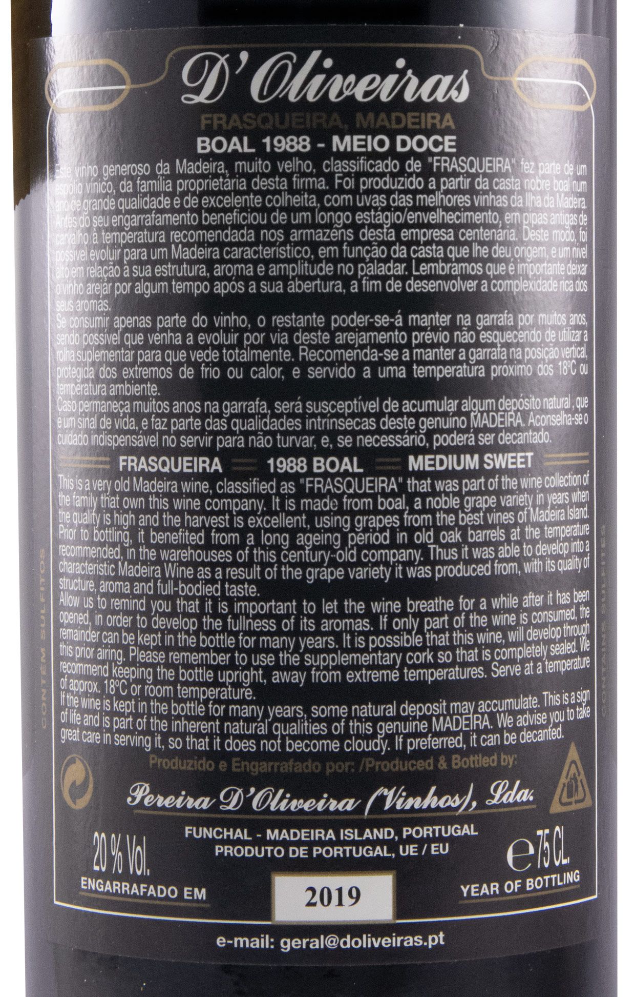 1988 Madeira D'Oliveiras Boal