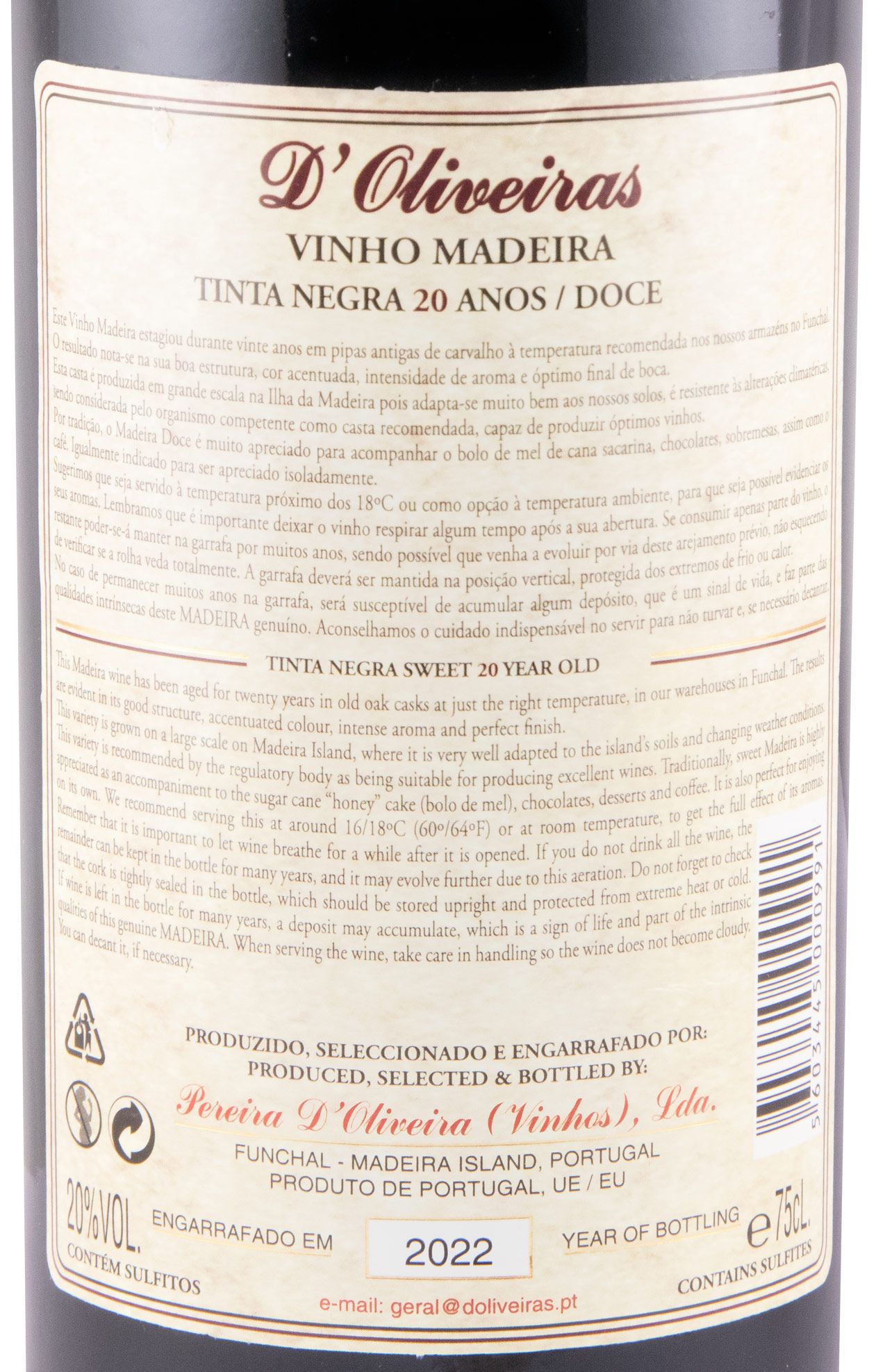 Madeira D'Oliveiras Tinta Negra Sweet 20 years