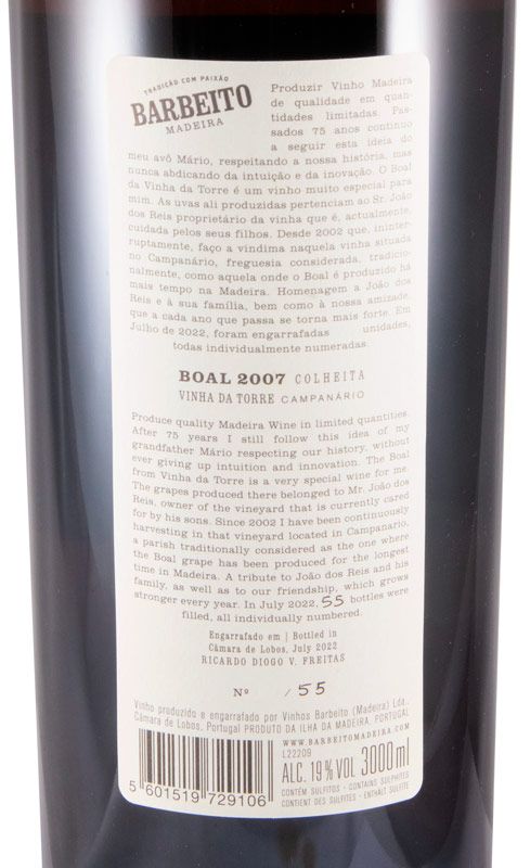 2007 Madeira Barbeito Vinha da Torre Boal 3L