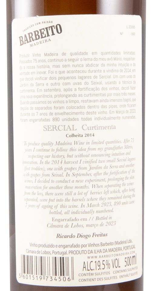 2014 Madeira Barbeito Curtimenta Sercial Colheita 50cl