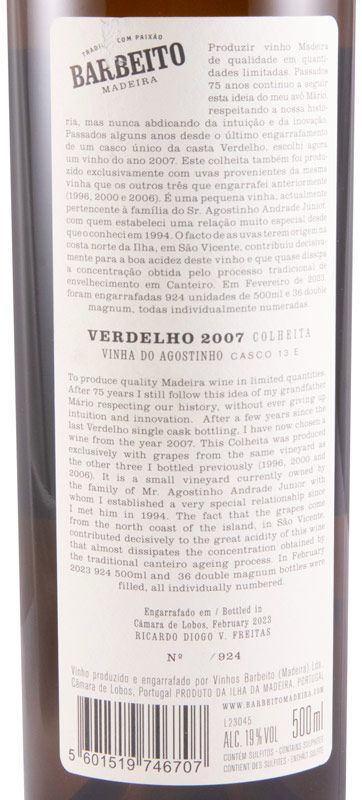2007 Madeira Barbeito Vinha do Agostinho Verdelho 50cl