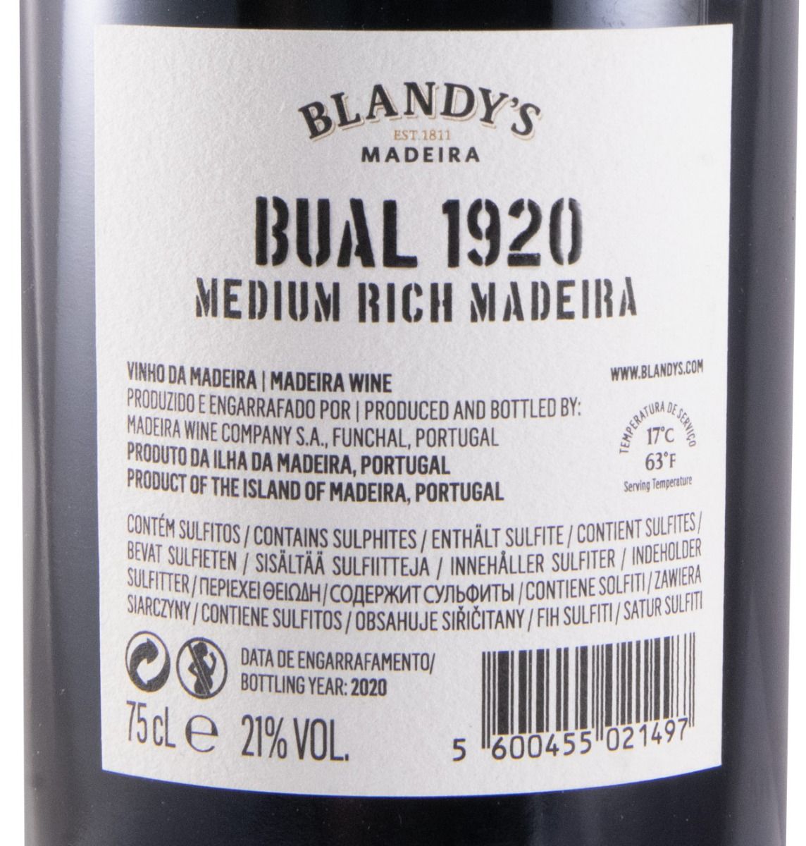 1920 Madeira Blandy's Bual (bottled in 2020)