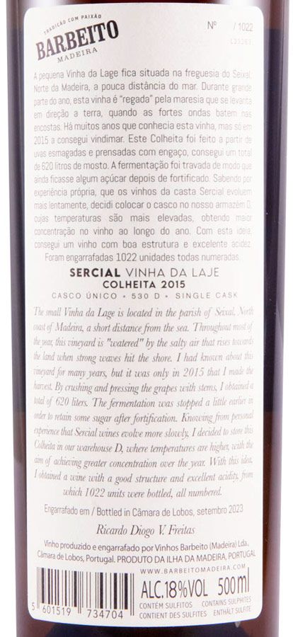 2015 Madeira Barbeito Vinha da Laje Sercial 50cl