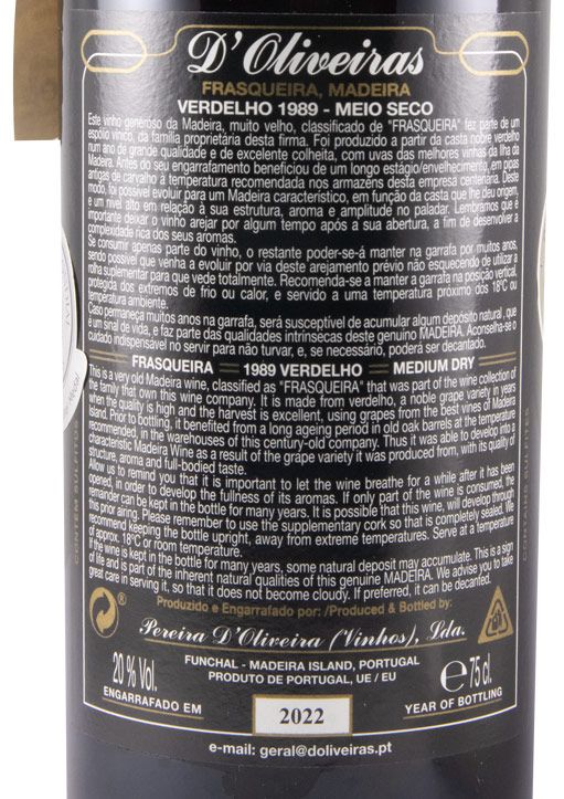 1989 Madeira D'Oliveiras Verdelho