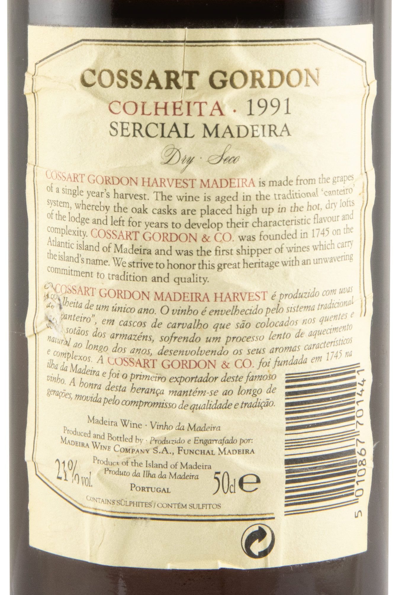 1991 Madeira Cossart Gordon Sercial 50cl