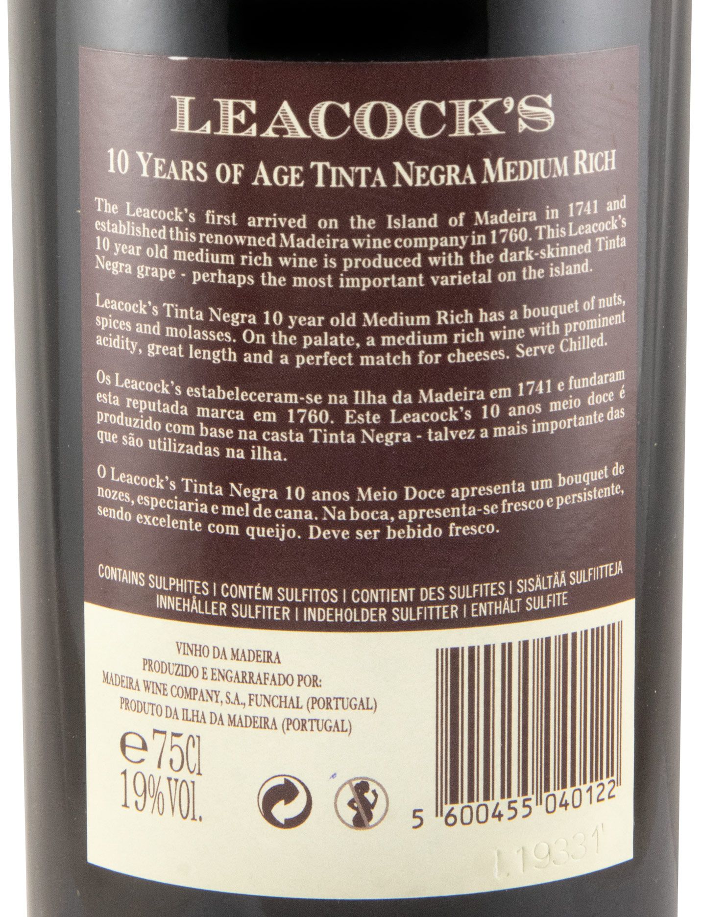 Madeira Leacock's Tinta Negra 10 anos