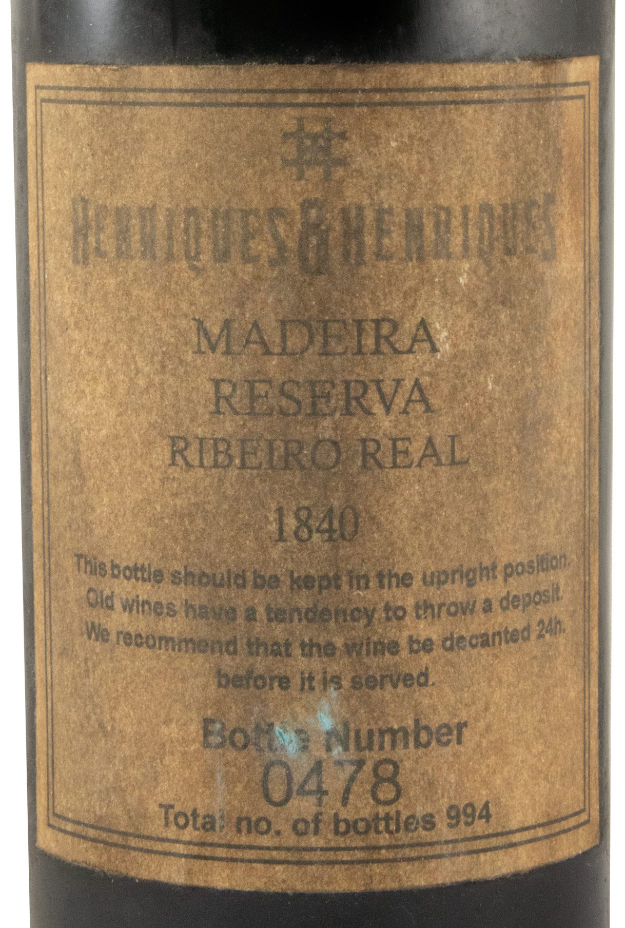 1840 Madeira Henriques & Henriques Ribeiro Real N.º 0478 Reserva