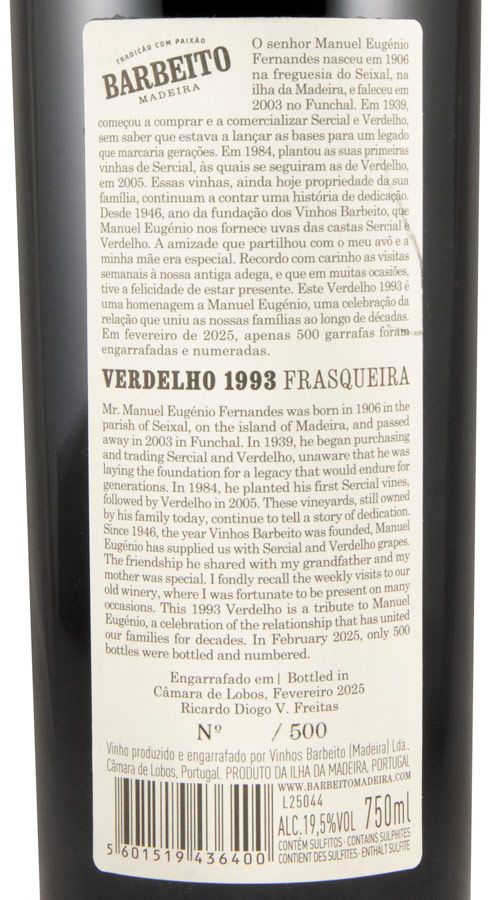 1993 Madeira Barbeito Verdelho Frasqueira