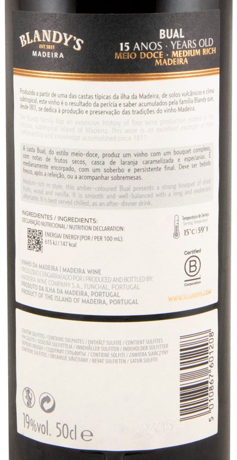 Madeira Blandy's Bual 15 years 50cl