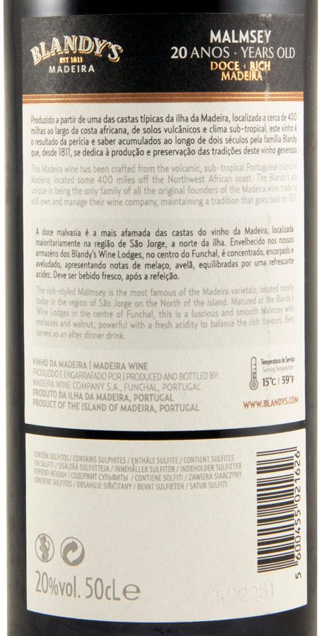 Madeira Blandy's Malmsey 20 anos 50cl