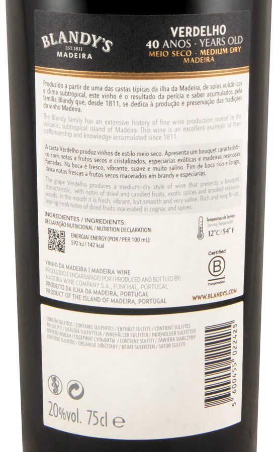 Madeira Blandy's Verdelho 40 anos