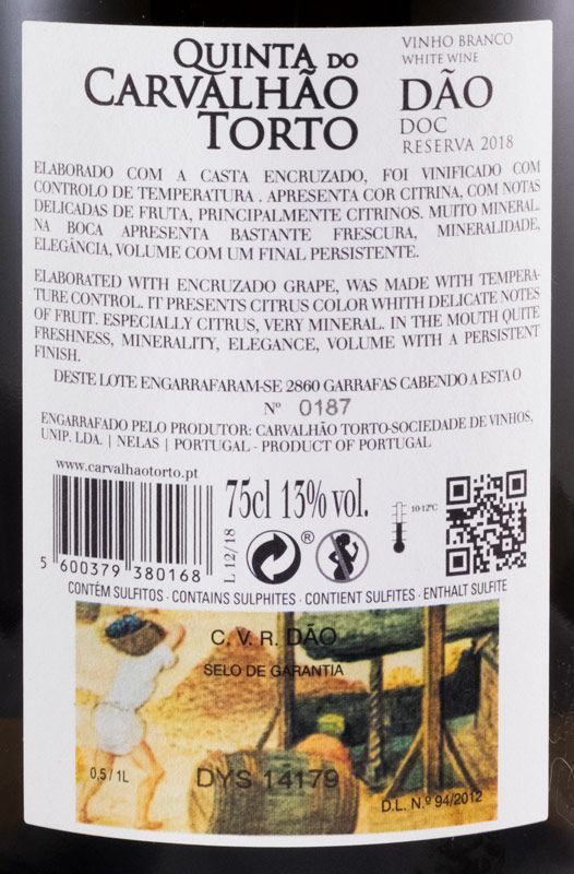 2018 Quinta do Carvalhão Torto Encruzado Reserva branco