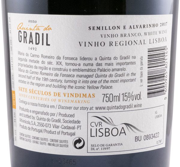 2017 Quinta do Gradil Maria do Carmo branco