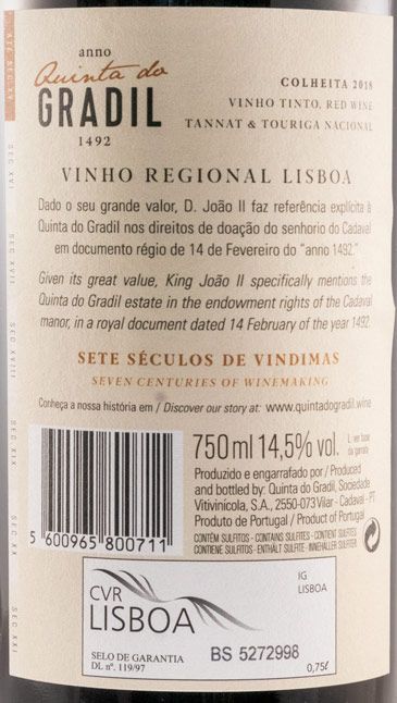2019 Quinta do Gradil 1492 Tannat & Touriga Nacional tinto