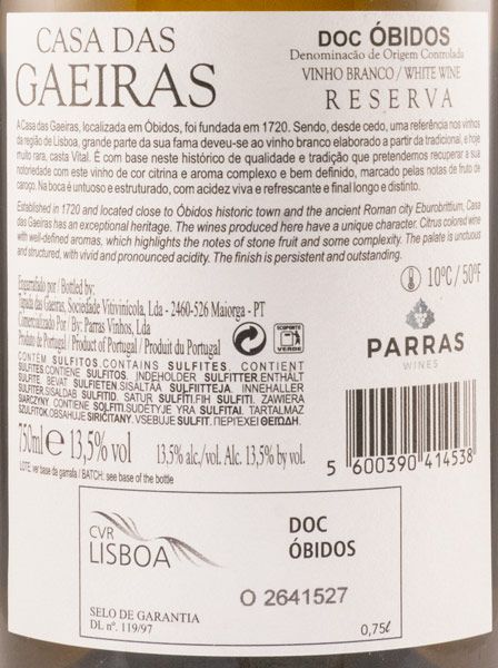 2017 Casa das Gaeiras Vital Vinhas Velhas Reserva branco