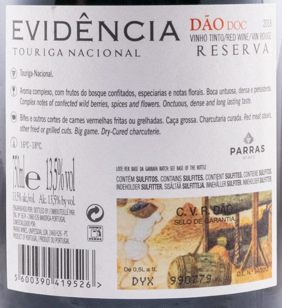 2018 Evidência Touriga Nacional Reserva tinto