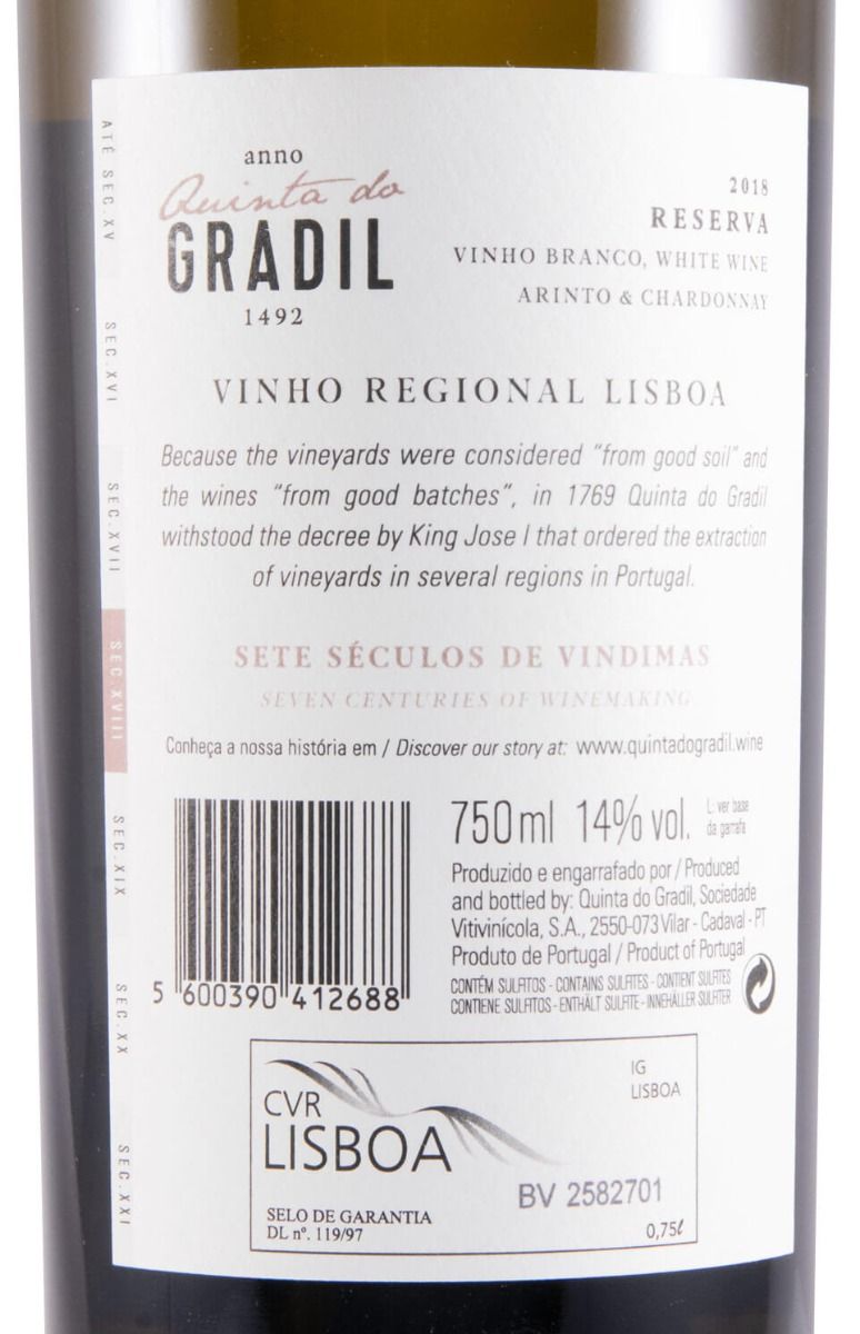 2018 Quinta do Gradil Reserva white
