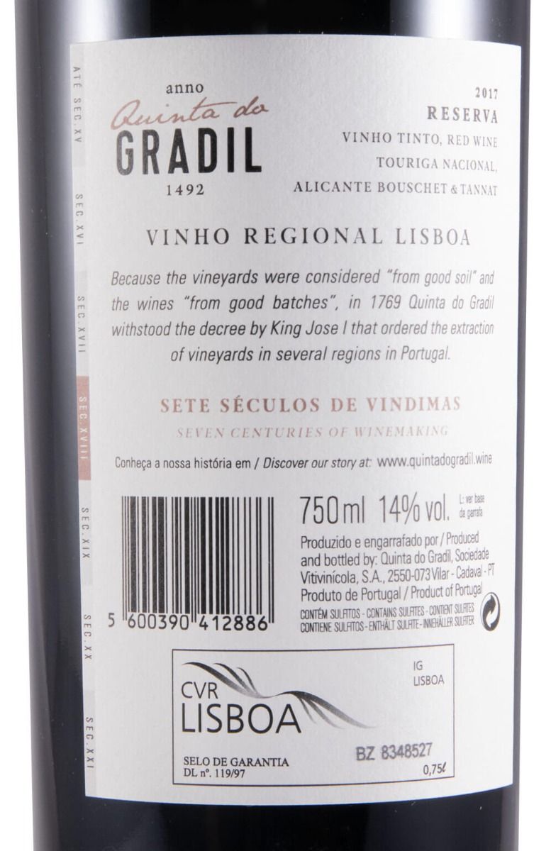 2017 Quinta do Gradil Reserva red