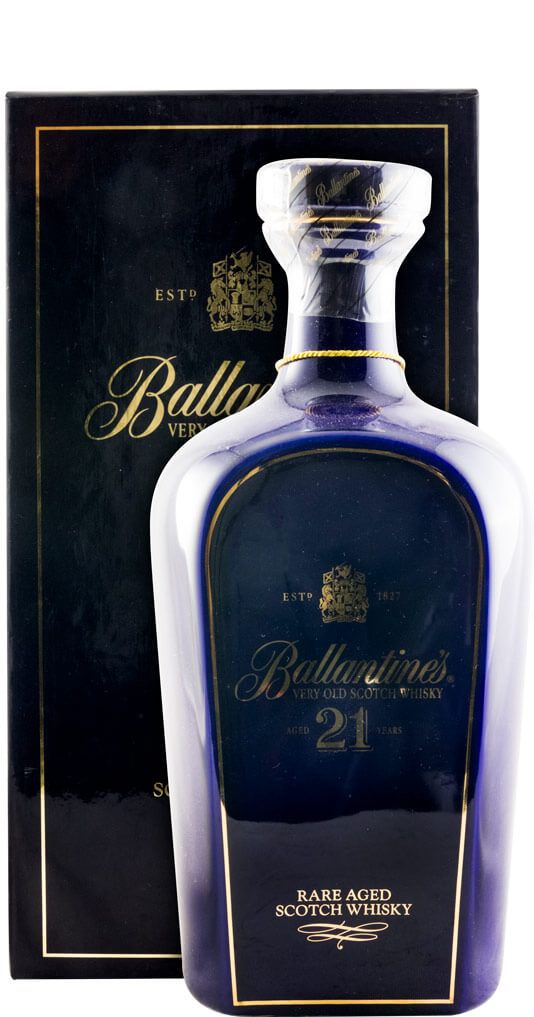 Ballantines 21 anos (garrafa em cerâmica azul)