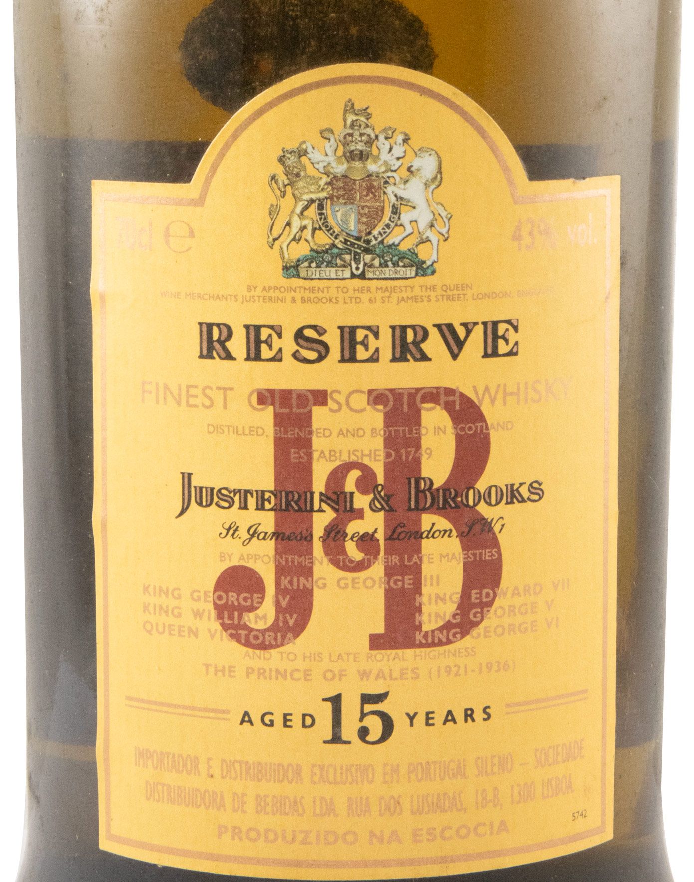 J&B RESERVE ジャスティリーニアンドブルクッス 15年 2セット J&B Reserve 15 anos (garrafa antiga)