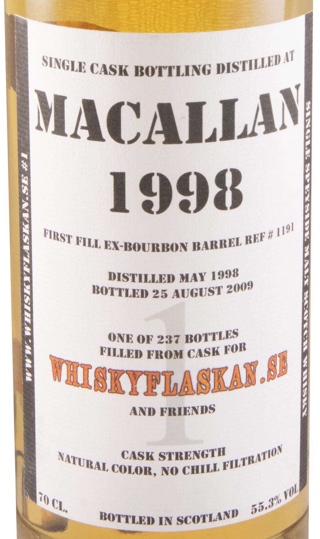 1998 Macallan Whiskyflaskan Cask Strenght (engarrafado em 2009)